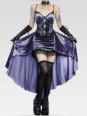 Velvet Gothic Corset Dress Gothcore Dark Fairy Moon Goddess Punk Grunge Cosplay